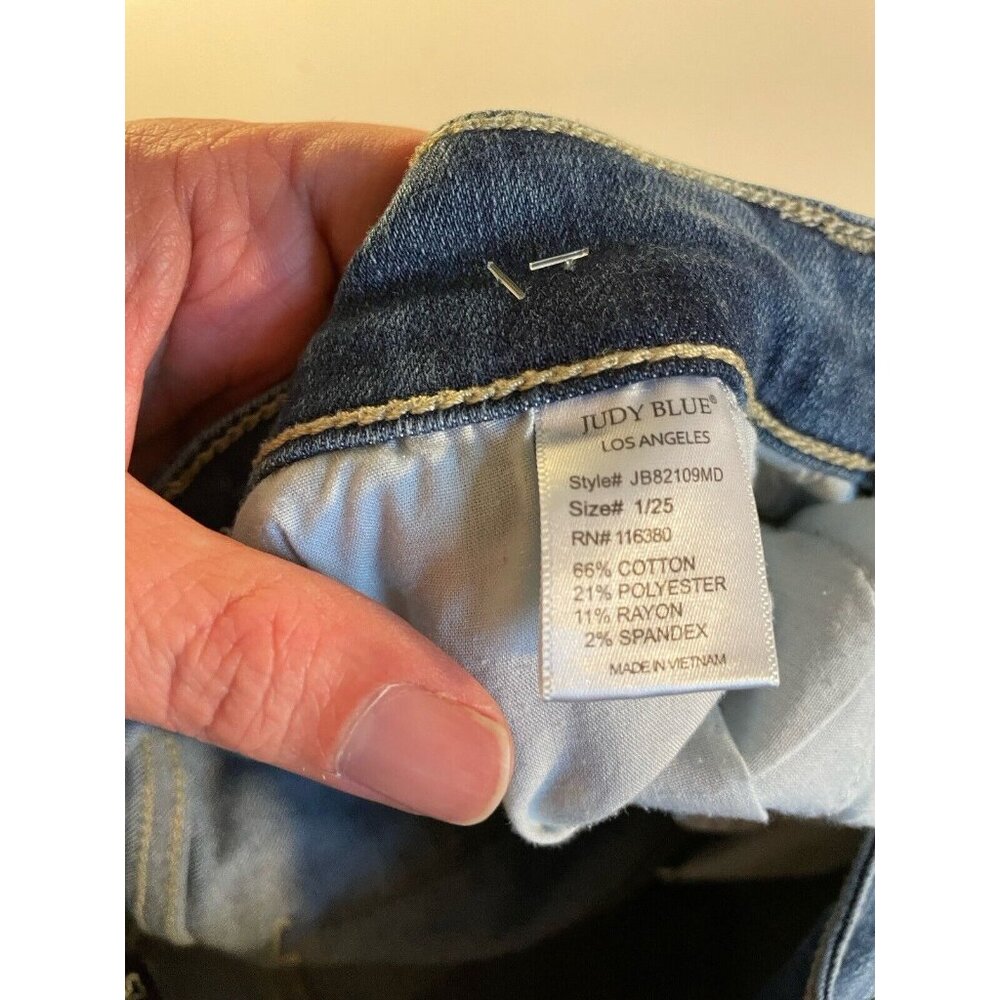 Judy Blue Jeans Womens 1/25  25x28.5 Blue Skinny Distressed Denim JB82109MD - Picture 12 of 16